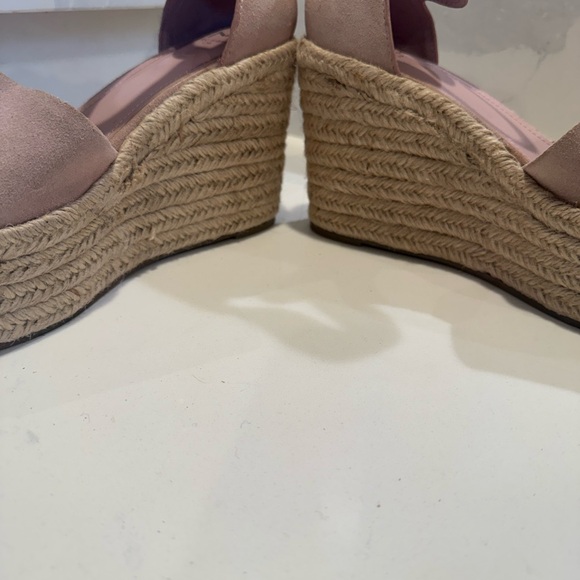 Marc Fisher Size 9 Mlalita Blush Suede Leather Upper Espadrille Wedge Sandals - Picture 6 of 16